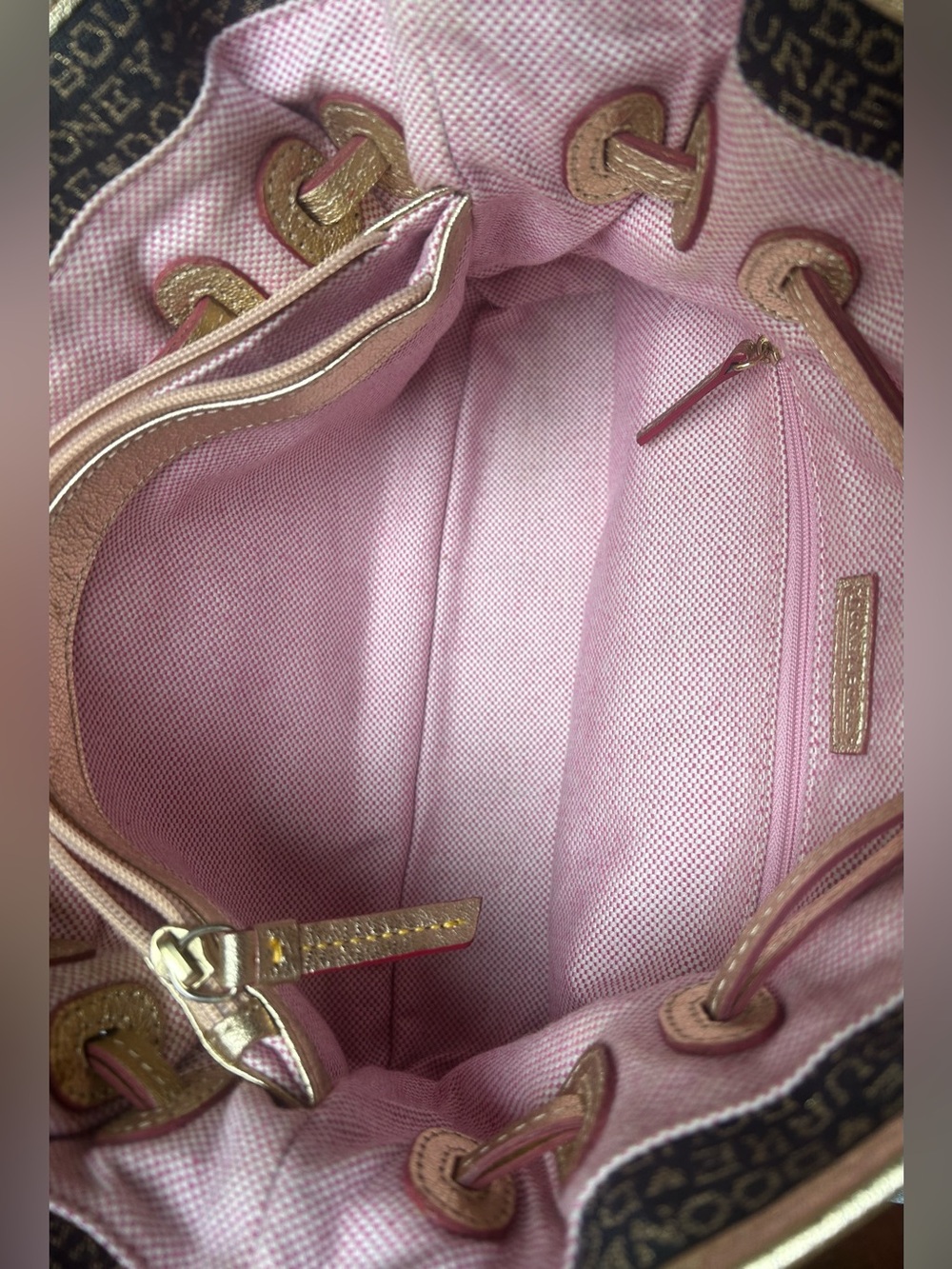 Vintage Dooney & Bourke Denim & Metallic Trim “Chiara" Tote Bag - Picture 11 of 14
